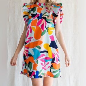 JODIFL Multicolor Abstract Print Dress